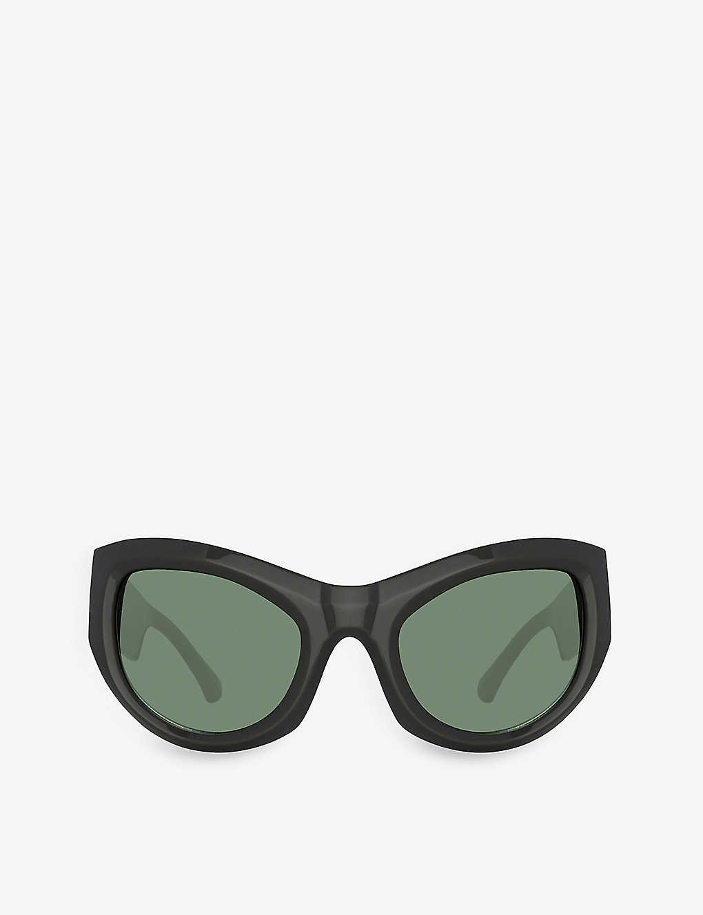Dries Van Noten Womens Black Dvn209c3sun Arched Acetate Sunglasses In Green / Grey / Silver