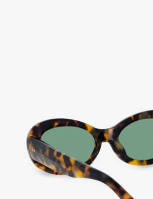 Shop Dries Van Noten Dvn211c2sun Oval Tortoise Shell Acetate Sunglasses In Brown