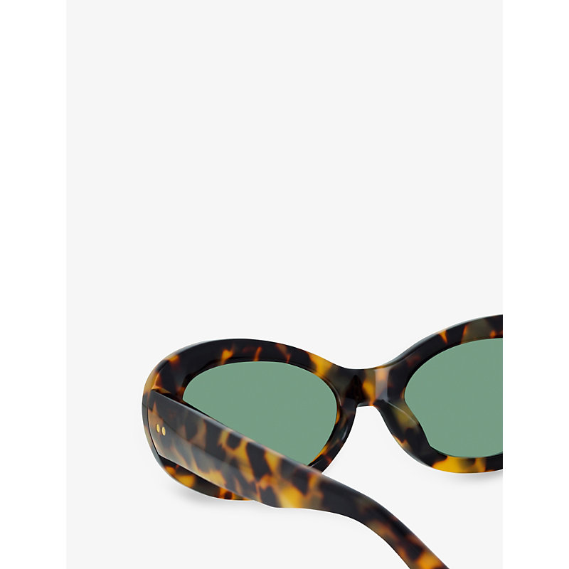 Shop Dries Van Noten Dvn211c2sun Oval Tortoise Shell Acetate Sunglasses In Brown
