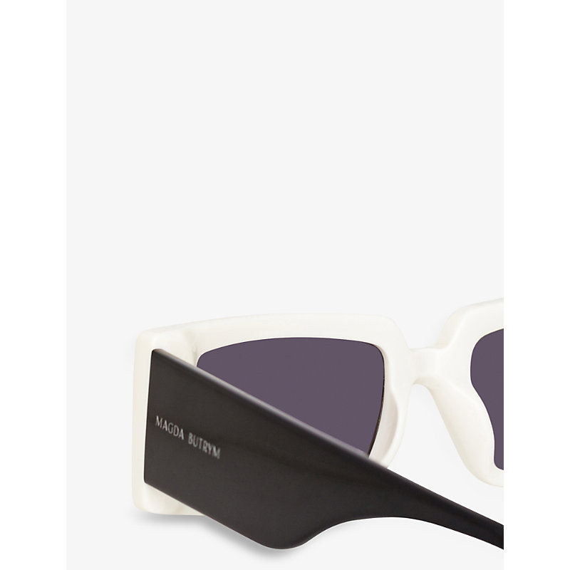 Shop Magda Butrym Magda11c2sun Contrasting Rectangular Acetate Sunglasses In White