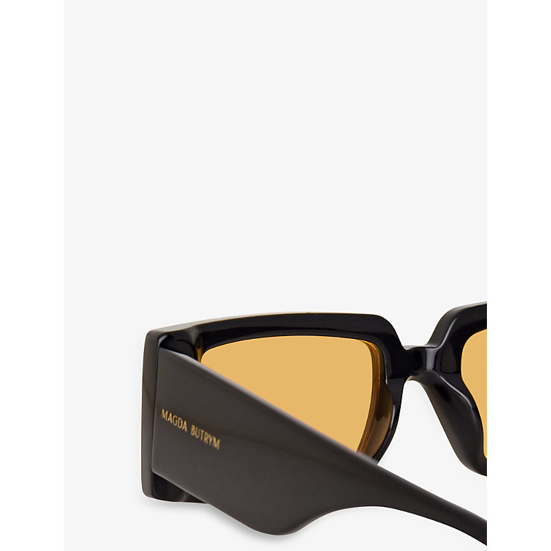 Shop Magda Butrym Magda11c3sun Rectangular Acetate Sunglasses In Black