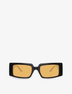 Magda Butrym Black Linda Farrow Edition Rectangular Sunglasses In Black