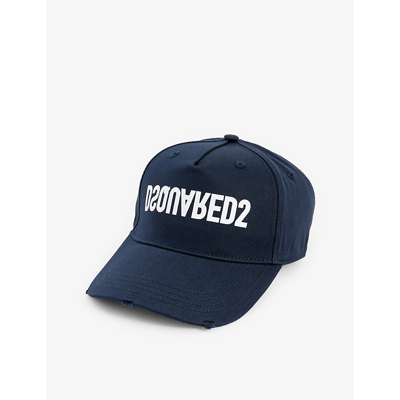 Dsquared2 Acc Mens Navy White Upside Down Cotton-twill Cap