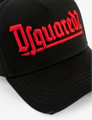 Opheldering Huiskamer deksel Dsquared2 Acc Mens Black Red Logo-embroidered Cotton-twill Cap | ModeSens