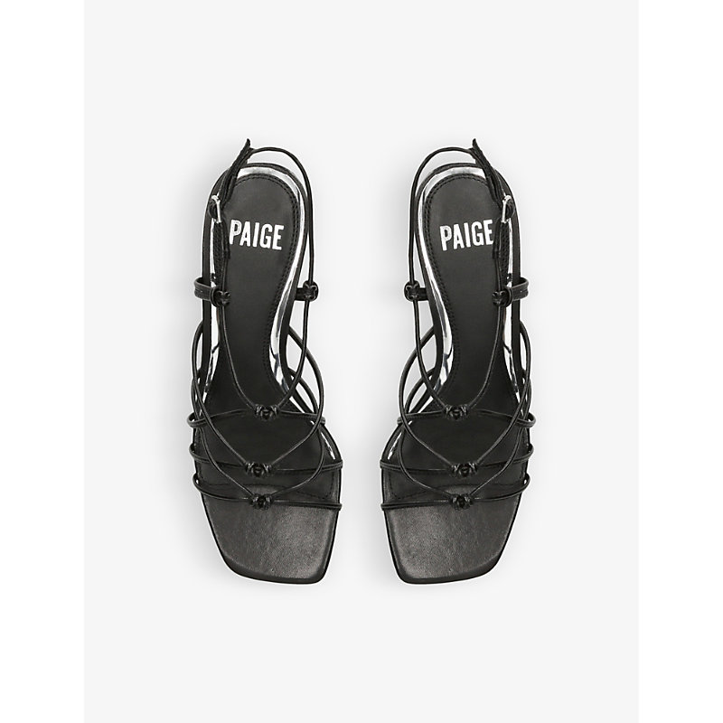 Shop Paige Gianna Strap-embellished Leather Heeled Sandals In Black