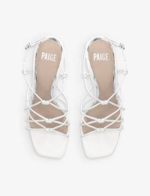 Shop Paige Gianna Strap-embellished Leather Heeled Sandals In White
