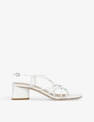 Shop Paige Gianna Strap-embellished Leather Heeled Sandals In White