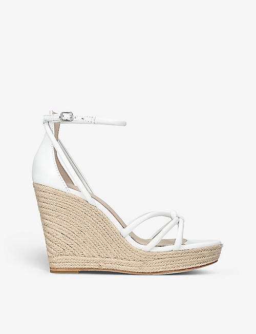 PAIGE: Tami knot-detail leather espadrille wedge sandals