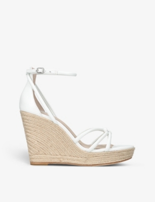 Shop Paige Women's White Tami Knot-detail Leather Espadrille Wedge Sandals