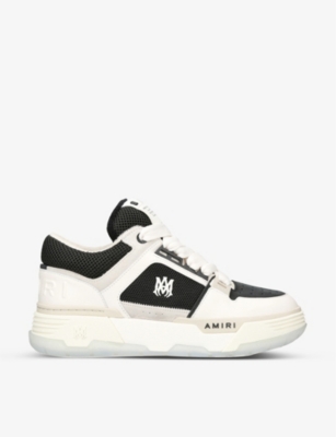 Shop Amiri Mens White/blk Ma-1 Leather Low-top Trainers