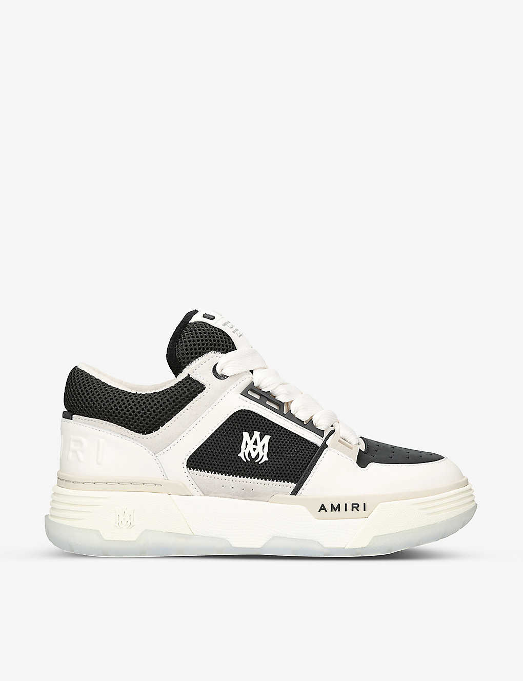 Shop Amiri Men's White/blk Ma-1 Leather Low-top Trainers