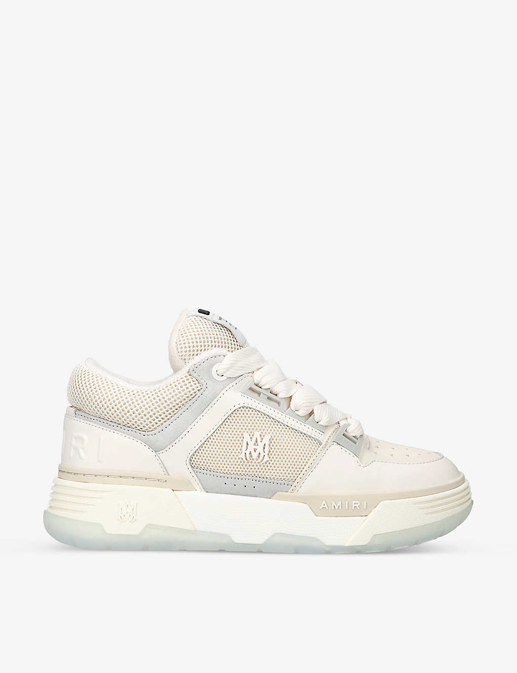 Shop Amiri Mens Beige Ma-1 Leather And Mesh Low-top Trainers