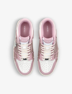 Shop Amiri Men's Pink Skel Panelled Leather Low-top Trainers