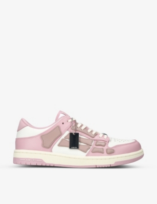 Shop Amiri Men's Pink Skel Panelled Leather Low-top Trainers