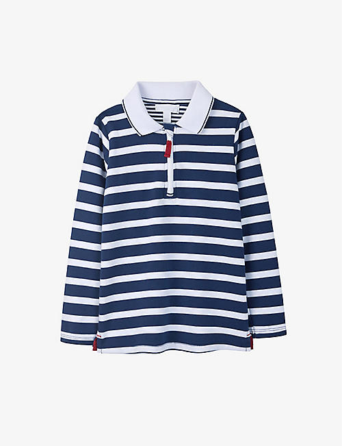 THE LITTLE WHITE COMPANY: Breton stripe-print cotton rugby shirt 0-18 months