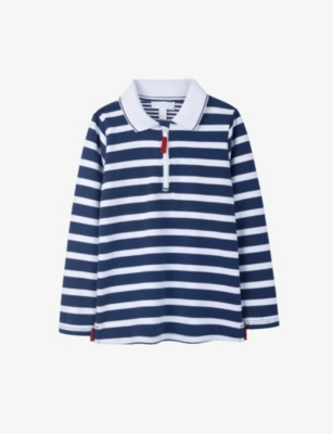 THE LITTLE WHITE COMPANY Breton stripeprint cotton rugby shirt 018