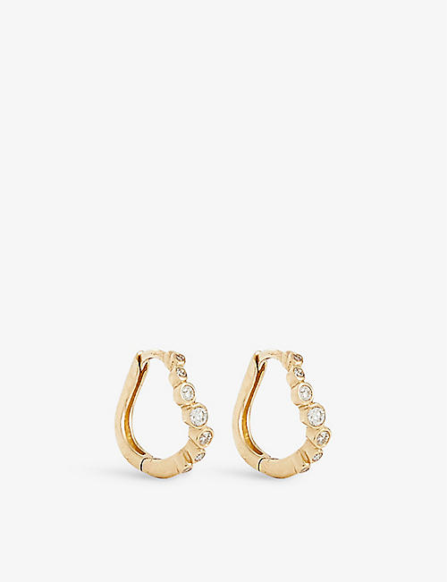 MATEO: Wave 14ct yellow-gold and diamond earrings