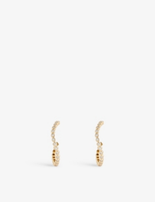 MATEO: Wave 14ct yellow-gold and 0.30ct diamond hoop earrings