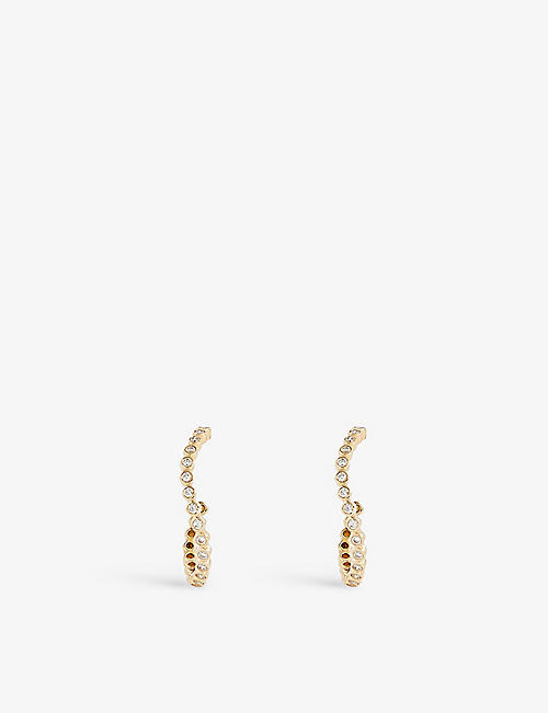MATEO: Wave 14ct yellow-gold and 0.30ct diamond hoop earrings