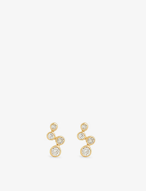 MATEO: Abstract 14ct yellow-gold and 0.072ct diamond earrings