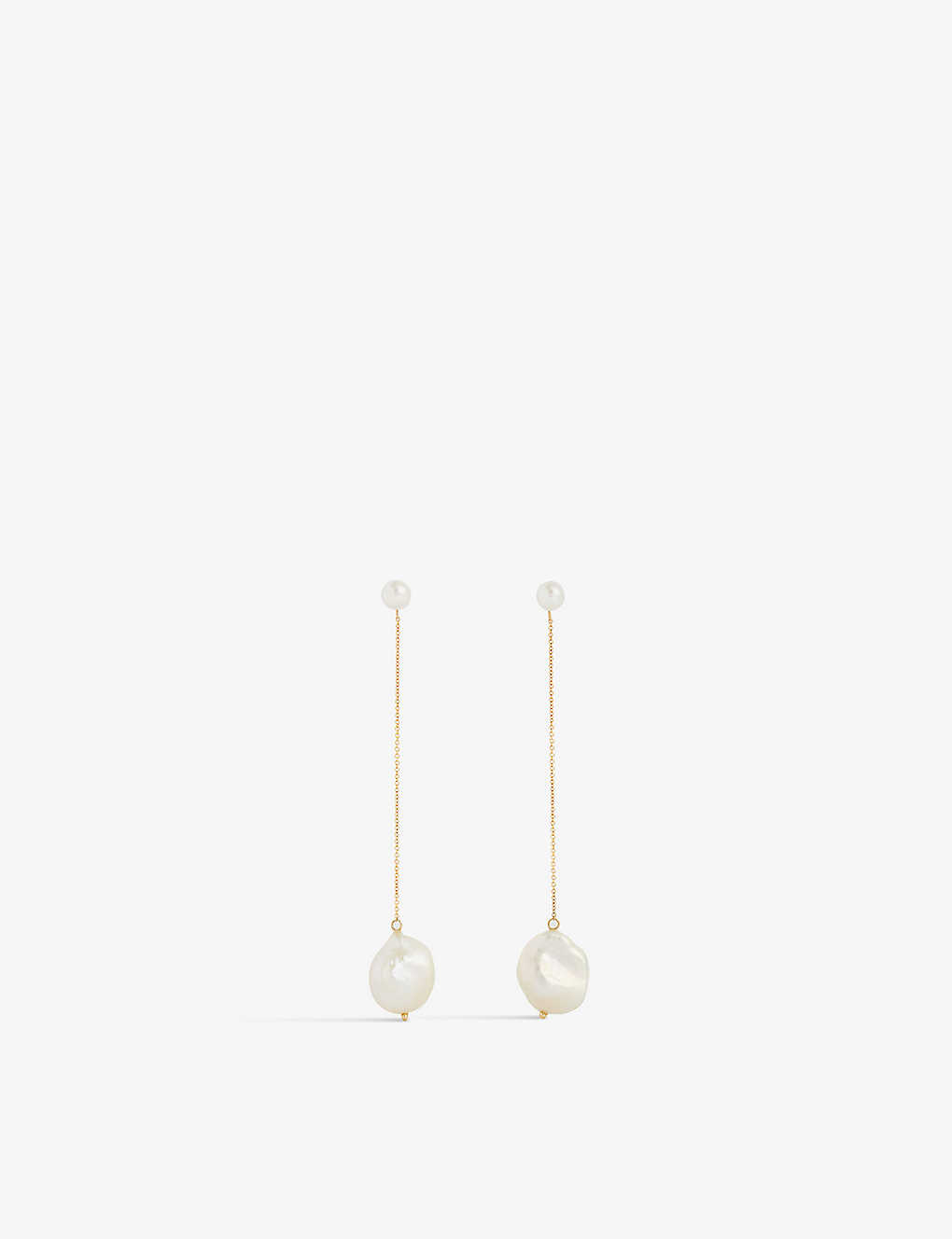 Mateo Womens 14k Yellow Gold Baroque 14ct Yellow-gold And Double-pearl Drop Earrings
