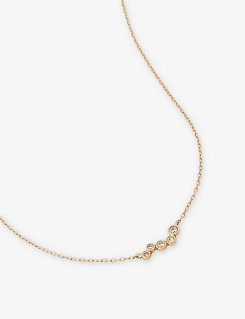 MATEO: Wave 14ct yellow-gold and 0.15ct diamond necklace