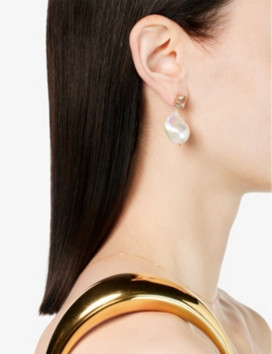 MATEO: Baroque 14ct yellow-gold, amethyst and pearl drop earrings