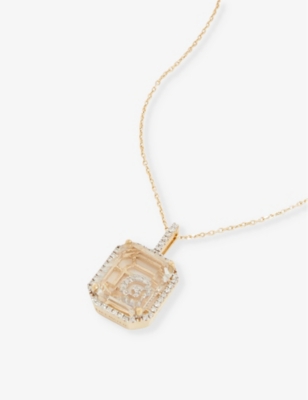 MATEO: Secret G&nbsp;14ct yellow-gold, 0.28ct diamond and quartz pendant necklace