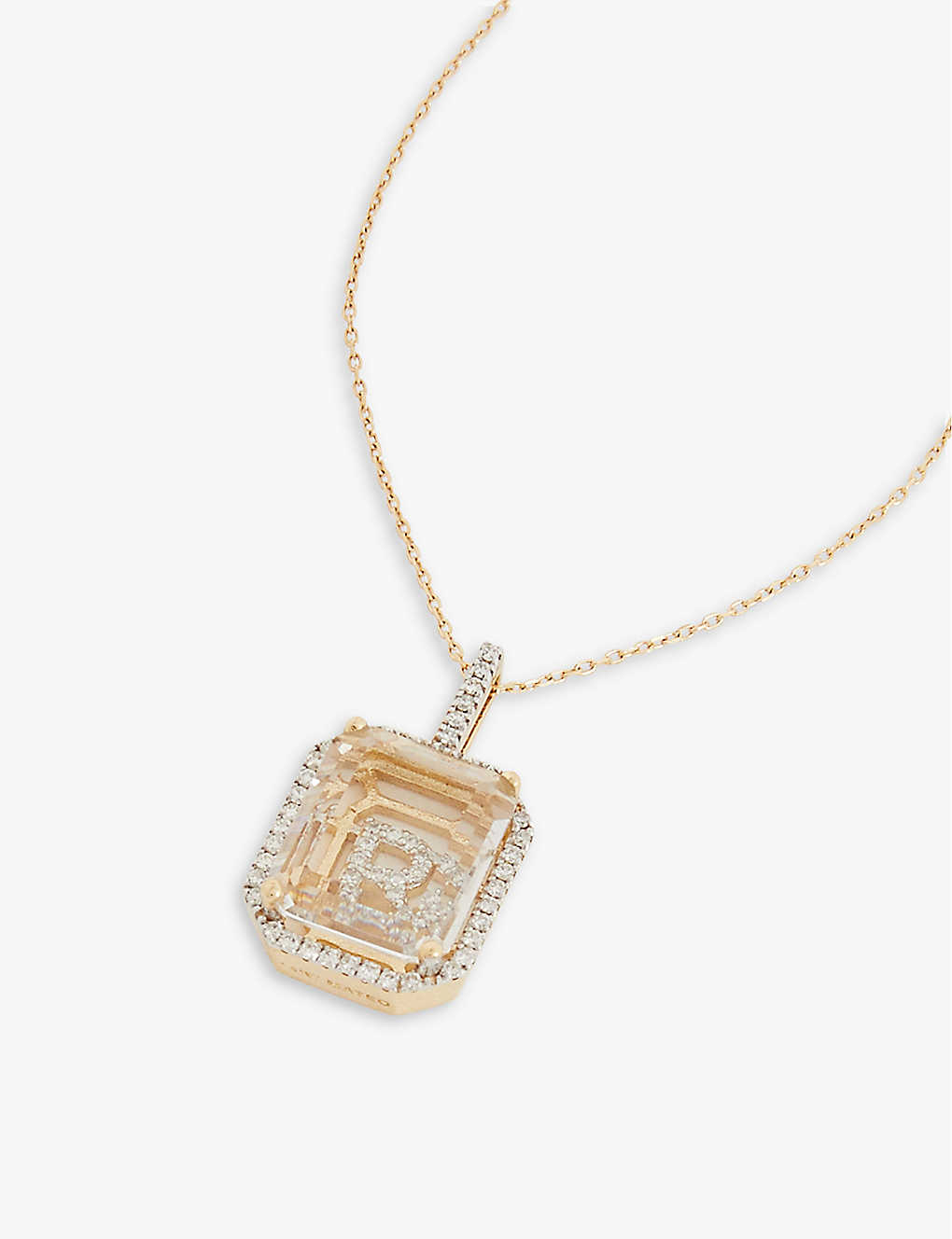 Shop Mateo Secret R 14ct Yellow-gold, 0.28ct Diamond And Quartz Pendant Necklace In 14k Yellow Gold