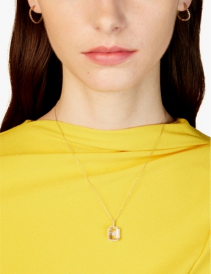 Shop Mateo Womens 14k Yellow Gold Secret W 14ct Yellow-gold, 0.28ct Diamond And Quartz Pendant Necklace