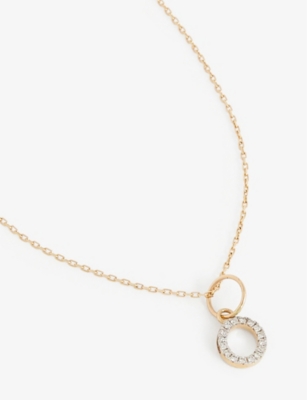 MATEO: Initial O 14ct yellow-gold and 0.15ct diamond pendant necklace