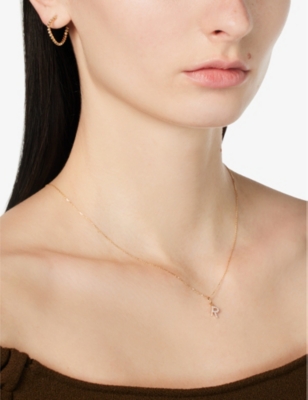 Shop Mateo Initial R 14ct Yellow-gold And 0.15ct Diamond Pendant Necklace In 14k Yellow Gold