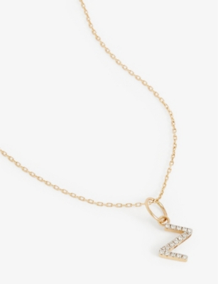 MATEO: Initial Z 14ct yellow-gold and 0.15ct diamond pendant necklace