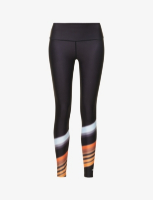 P.e Nation Womens Black Wave Form Gradient-trim Stretch-recycled Polyester Leggings In Black