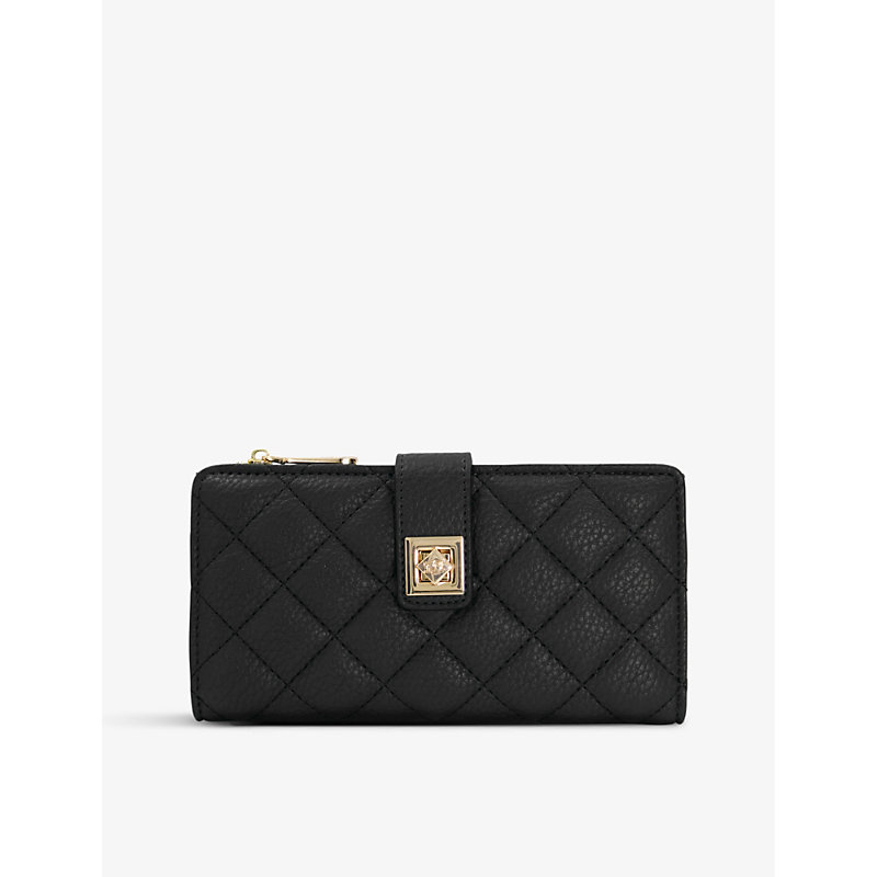 Dune Womens Black-synthetic Recycled Klinton Quilted Faux-leather Purse