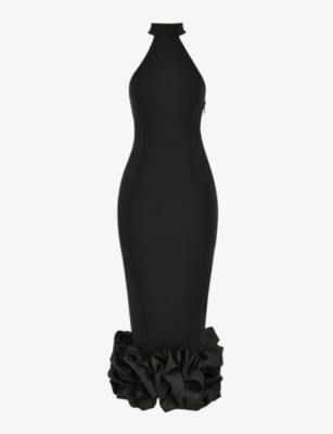 HOUSE OF CB: Juniper peplum-hem stretch-crepe midi dress