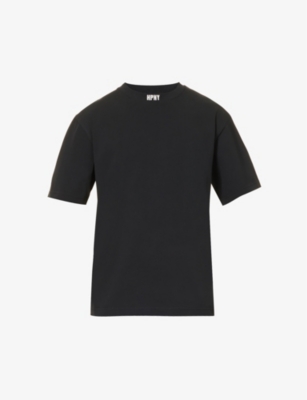 Heron Preston Mens Black White Relaxed-fit Logo-print Cotton-jersey T-shirt