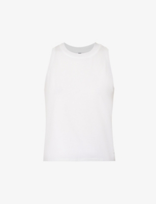 Shop Vuori Women's White Energy Sleeveless Logo-patch Stretch-jersey Top