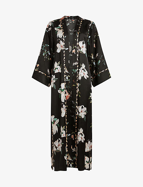 ALLSAINTS: Floral-print woven kimono