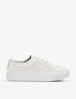 Shop Allsaints Women's Chalk White Milla Leather Trainers