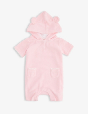 SUNUVA: Hooded cotton-blend towelling onesie 3-24 months