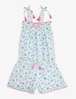 SUNUVA: Floral-print cotton playsuit 3-14 years