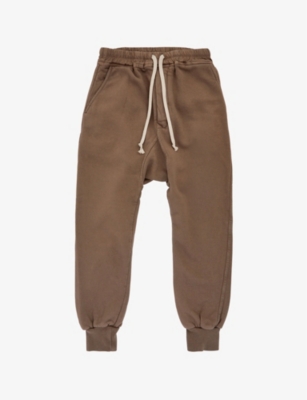 Rick Owens Boys Dust Kids Prisoner Drawstring-waist Tapered-leg Stretch-cotton Jogging Bottoms 4-12  In Dust