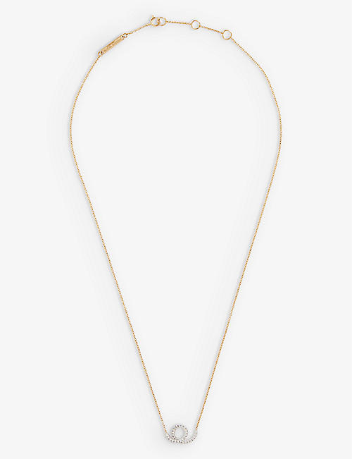 DELFINA DELETTREZ: Single Loop 18ct yellow-gold, 18ct white-gold and 0.18ct diamond pendant necklace