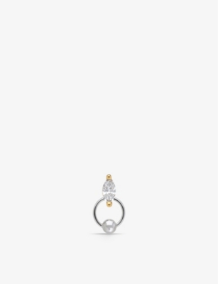DELFINA DELETTREZ: Two in One 18ct yellow-gold and 0.08ct marquise diamond stud earring
