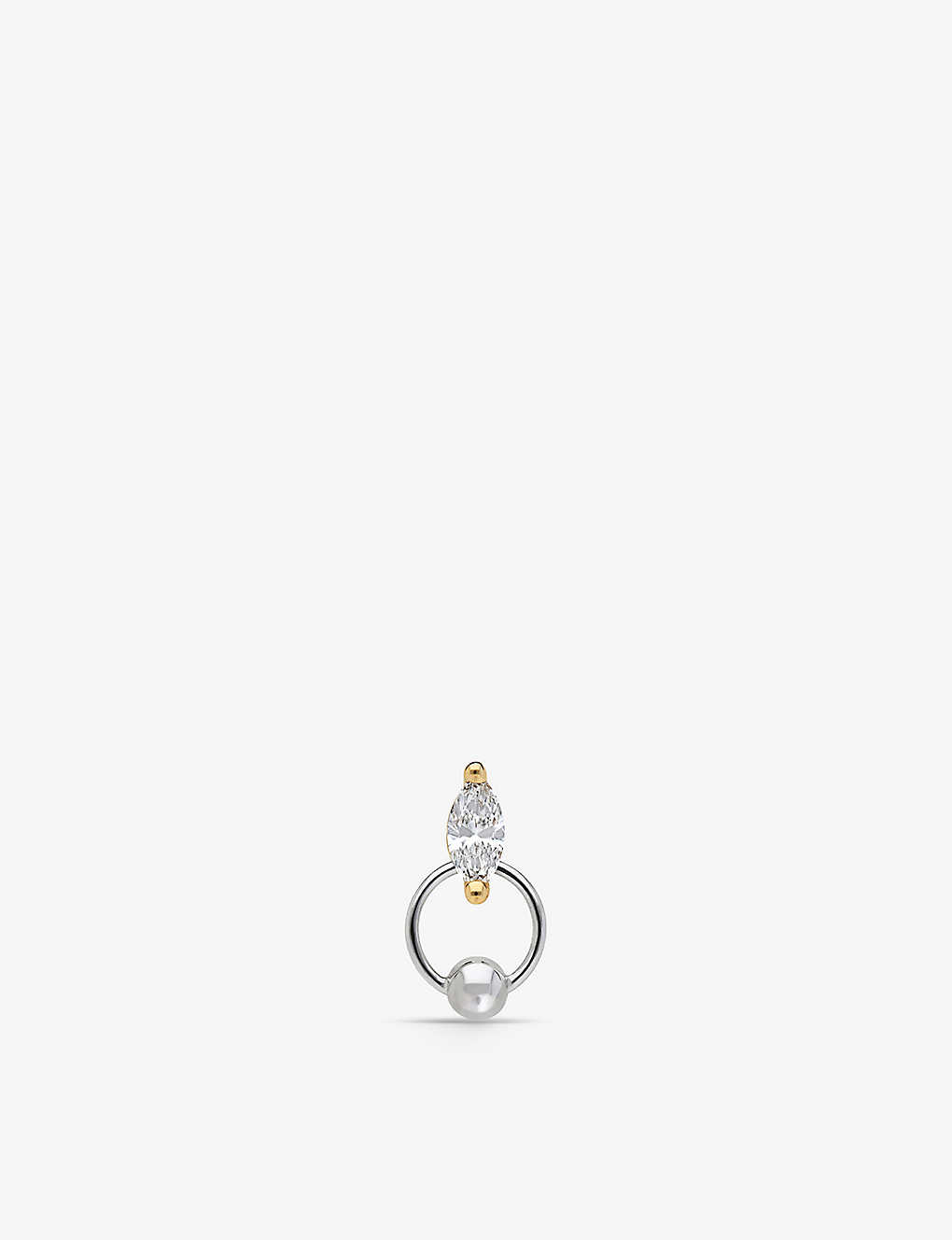 Delfina Delettrez Womens 18k White Gold Two In One 18ct Yellow-gold And 0.08ct Marquise Diamond Stud