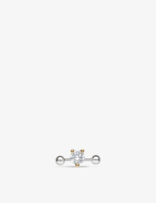 DELFINA DELETTREZ: Two in One 18ct yellow-gold and 0.165ct diamond stud earring