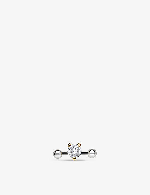 DELFINA DELETTREZ: Two in One 18ct yellow-gold and 0.165ct diamond stud earring