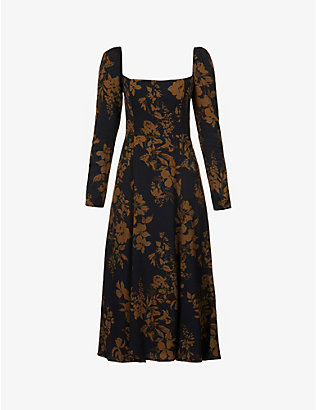 REFORMATION: Sigmund floral-pattern crepe midi dress