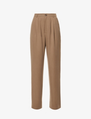Reformation Mason Darted Wide Leg Trousers In Mushroom